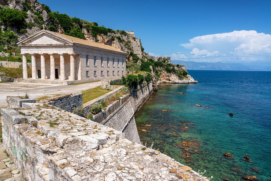 View Of Sain George Church In The Old Fortress On Corfu, Greece View of Sain George Church in the Old Fortress on Corfu, Greece